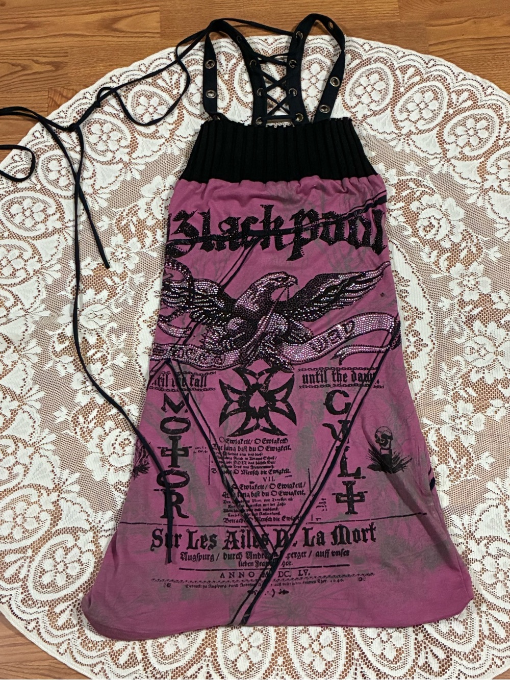 Reserved**New Salvage Purple Graphic Lace-Up Dress S
